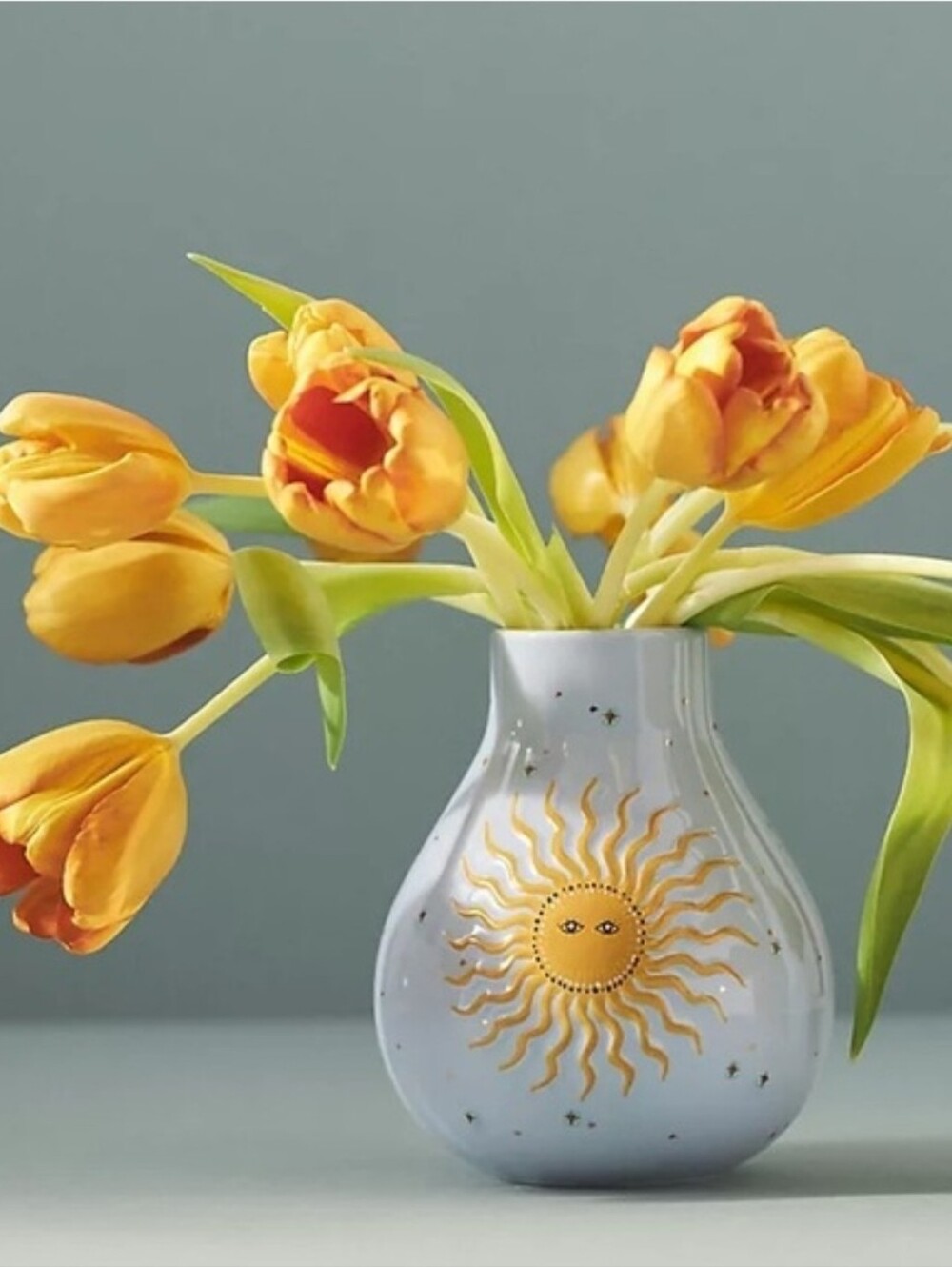 Anthropologie Fortune Stoneware Vase Sunburst Motif